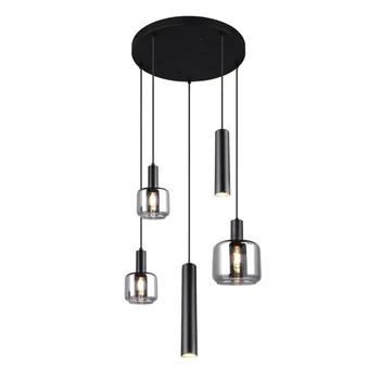 Pendul Trio MATARO, metal, sticla, negru, crom, E14, E27, GU10 - Trio-364130532