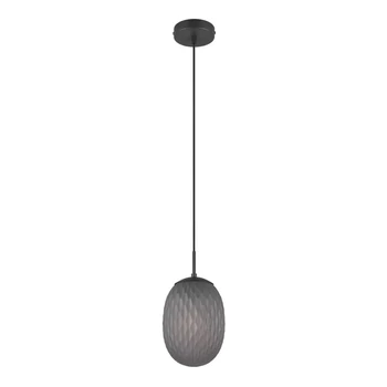 Pendul Trio FACETTE, metal, sticla, negru, fumuriu, E27 - Trio-364200154