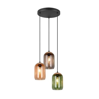 Pendul Trio CORK metal, sticla, negru, multicolor, E27 - Trio-364630317