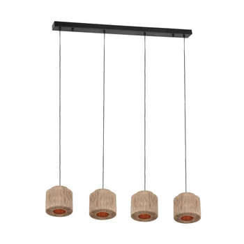 Pendul Trio SMILLA metal, iuta, negru, natural, E27 - Trio-366800436
