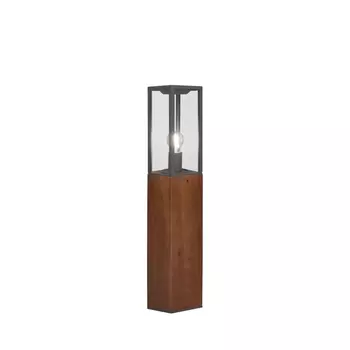 Lampadar exterior Trio GARONNE lemn, sticla, maro, transparent, E27, IP44 - 401860130