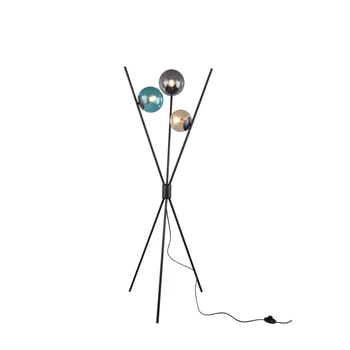 Lampadar Trio LANCE metal, sticla, negru, multicolor, E14 - 403400317