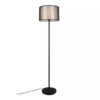 Lampadar Trio BURTON metal, tesatura, organza, negru, alb, fumuriu, E27 - 411400132