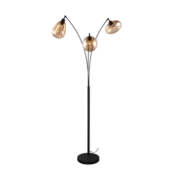 Lampadar Trio LUMINA metal, sticla, negru, chihlimbar, E14 - 417000313