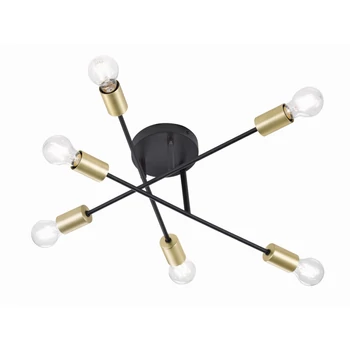 Plafoniera Trio CROSS metal, negru, alama, E27 - 606700632