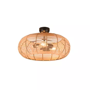 Plafoniera Trio INGA metal, rattan, negru, natural, E27 - 612200336