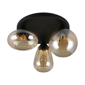 Plafoniera Trio LUMINA metal, sticla, negru, chihlimbar, E14 - 617030313