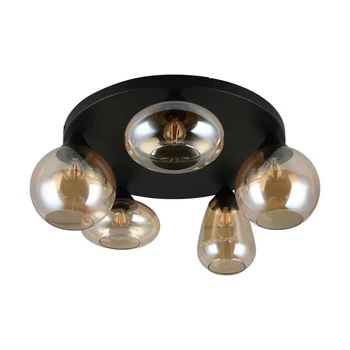 Plafoniera Trio LUMINA metal, sticla, negru, chihlimbar, E14 - 617030513