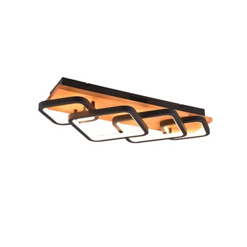 Plafoniera Trio RAMA metal, lemn, negru, maro, LED, 3000K, 36W, 4200lm - 643210432