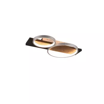 Plafoniera Trio MEDERA metal, lemn, negru, gri, LED, 3000K, 26W, 3000lm - 643810287