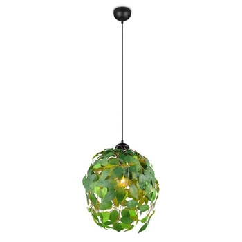 Pendul Trio LEAVY, metal, plastic, negru, verde, E27 - Trio-R10461915