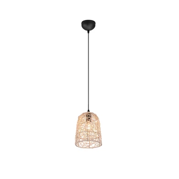 Pendul Trio LOVIS metal, rattan, negru, natural, E27 - R31141036