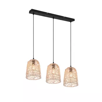 Pendul Trio LOVIS metal, rattan, negru, natural, E27 - R31143036