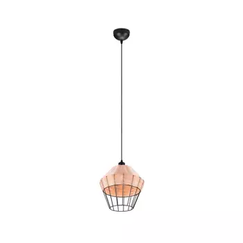 Pendul Trio BORKA metal, rattan, negru, natural, E27 - R31261936