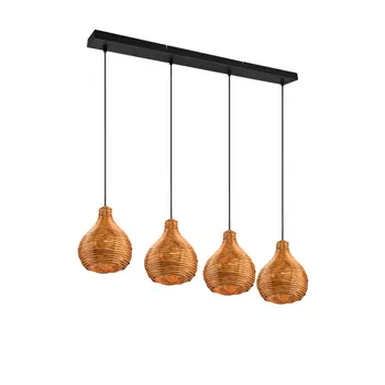 Pendul Trio SPROUT metal, rattan, negru, natural, E14 - R31294036