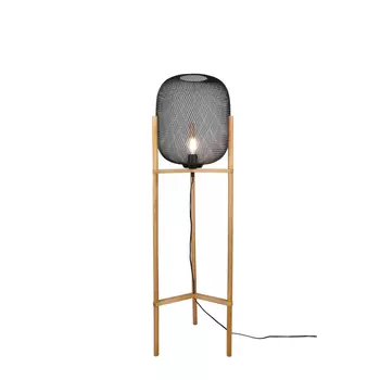 Lampadar Trio CALIMERO lemn, metal, maro, negru, E27 - R40561032