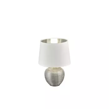 Veioza Trio LUXOR ceramica, tesatura, argintiu, alb, E14 - R50621089