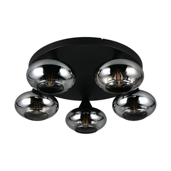 Plafoniera Trio DIVINA metal, sticla, negru, fumuriu, E14 - R66645054