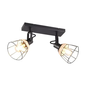 Spot Trio JEROME metal, ratan, negru, natural, E27 - Trio-R86232032