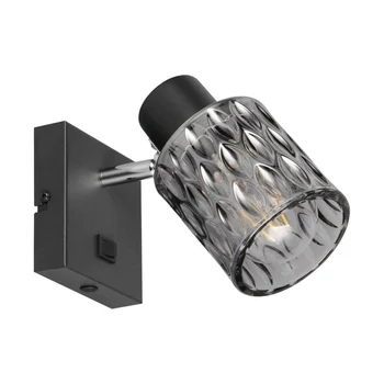 Aplica de perete Trio JACK metal, sticla, negru, fumuriu, E27 - R86421732