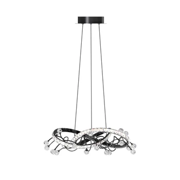 Pendul Zuma Maia metal, sticla, cristale,negru,transparent,LED,3000K-6000K,26W,3000Lm - ZU-MD3481-1S-3BCT