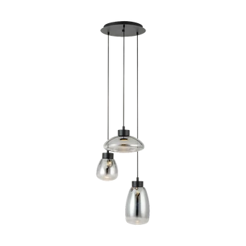 Pendul Eglo SARNARRA, LED integrat inclus, IP20, baza din otel negru, abajur sticla transparent negricios-clar | Eglo-39784