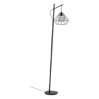 Lampadar Eglo VERNHAM, dulie E27, nu contine becul, IP20, baza din otel negru, abajur sticla transparent negricios | Eglo-43485