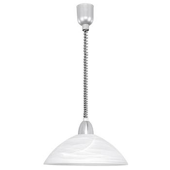 Pendul Eglo LORD 2, dulie E27, nu contine becul, IP20, baza din metal-plastic nichel satinat-argintiu, abajur sticla alabastru alb | Eglo-87008