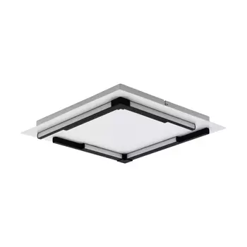 Plafoniera Eglo ZAMPOTE, LED integrat inclus, IP20, baza din aluminiu-otel alb-negru, abajur plastic alb | Eglo-900329