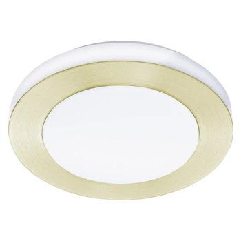 Plafoniera baie Eglo LED CARPI, LED integrat inclus, IP44, baza din otel alb-alama perioat, abajur plastic alb | Eglo-900369