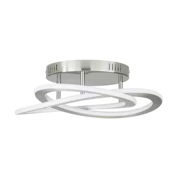 Plafoniera Eglo ROLIMARE, LED integrat inclus, IP20, baza din aluminiu nichel satinat, abajur plastic alb | Eglo-900419