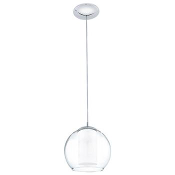 Pendul Eglo BOLSANO, dulie E27, nu contine becul, IP20, baza din otel crom, abajur sticla satinat-sticla alb-transparent | Eglo-92761