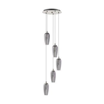 Pendul Eglo FARSALA, dulie G9-LED, contine becul, IP20, baza din otel nichel satinat, abajur sticla fumuriu transparent negricios-clar | Eglo-96345