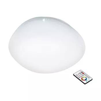 Plafoniera Eglo SILERAS, LED integrat inclus, IP20, baza din otel alb, abajur plastic cu efect cristal alb | Eglo-97578