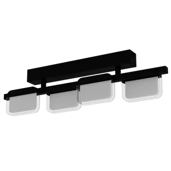 Plafoniera Eglo ERVIDEL, LED integrat inclus, IP20, baza din otel negru, abajur plastic satinat-transparent | Eglo-98874