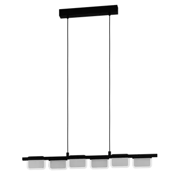 Pendul Eglo ERVIDEL, LED integrat inclus, IP20, baza din otel negru, abajur plastic satinat-transparent | Eglo-98876