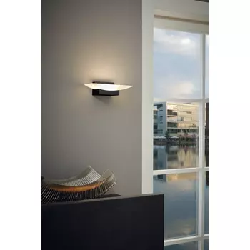 Aplica de perete Eglo METRASS, LED integrat inclus, IP20, baza din aluminiu negru, abajur plastic satinat | Eglo-98888