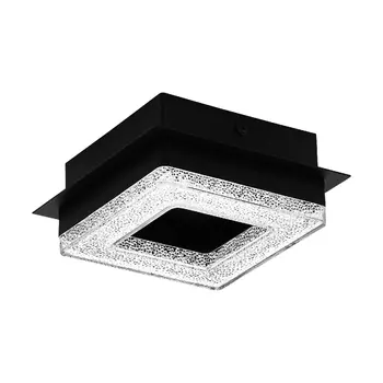 Plafoniera Eglo FRADELO 1, LED integrat inclus, IP20, baza din otel negru, abajur plastic-cristal negru-transparent | Eglo-99324