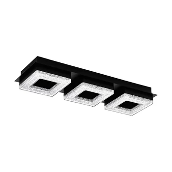 Plafoniera Eglo FRADELO 1, LED integrat inclus, IP20, baza din otel negru, abajur plastic-cristal negru-transparent | Eglo-99325