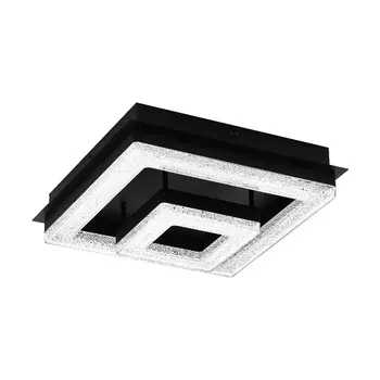 Plafoniera Eglo FRADELO 1, LED integrat inclus, IP20, baza din otel negru, abajur plastic-cristal negru-transparent | Eglo-99327