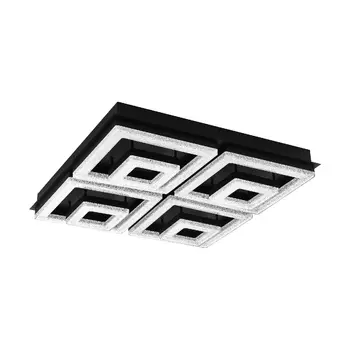 Plafoniera Eglo FRADELO 1, LED integrat inclus, IP20, baza din otel negru, abajur plastic-cristal negru-transparent | Eglo-99328