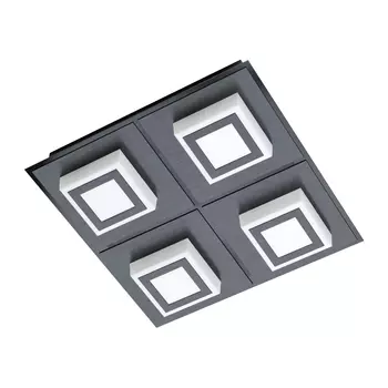 Plafoniera Eglo MASIANO 1, LED integrat inclus, IP20, baza din aluminiu-otel negru, abajur plastic satinat | Eglo-99364