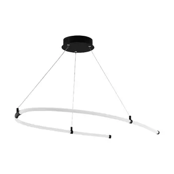 Pendul Eglo ALAMEDILLA, LED integrat inclus, IP20, baza din otel negru, abajur plastic negru-alb | Eglo-99429