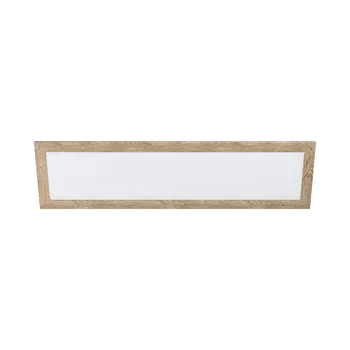 Plafoniera Eglo PIGLIONASSO, LED integrat inclus, IP20, baza din otel-plastic alb, abajur lemn rustic | Eglo-99437