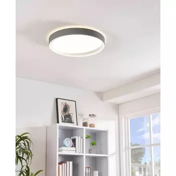 Plafoniera Eglo LAURITO, LED integrat inclus, IP20, baza din otel alb, abajur plastic alb-gri | Eglo-99782