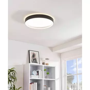 Plafoniera Eglo LAURITO, LED integrat inclus, IP20, baza din otel alb, abajur plastic negru-alb | Eglo-99783