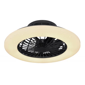 Ventilator Globo TRAVO metal negru acril opal stralucitor LED 1x 30W (inclus) IP20 - 03628B