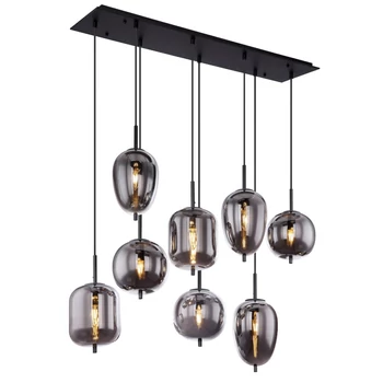 Pendul Globo BLACKY metal negru sticla E14 8x 40W (nu contine) IP20 - 15345-8