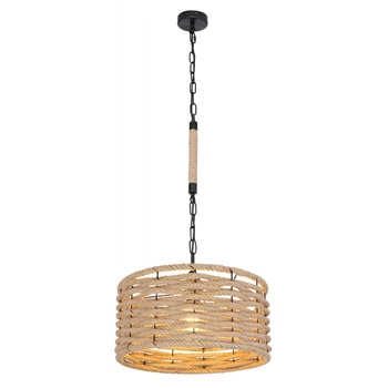 Pendul Globo HALIA metal negru mat canepa maro E27 1x 60W (nu contine) IP20 - 15679H1