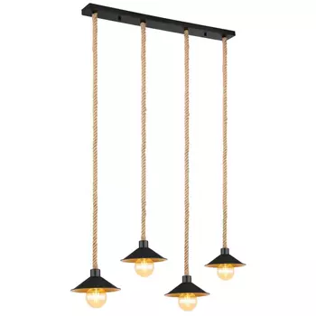 Pendul Globo DIANA metal negru canepa E27 4x 60W (nu contine) IP20 - 15690-4H